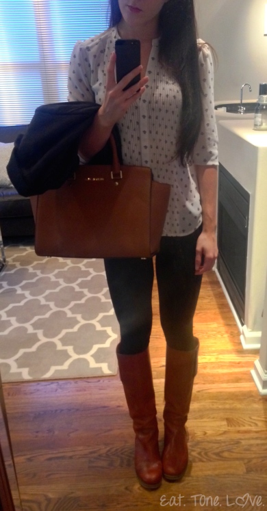Fall Transition Outfit- H&M top, Pixie Pant, Lucky Brand Boots